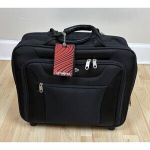 Samsonite Small Canvas Suite Case / Bag / Rollable / Black / With Long Handle